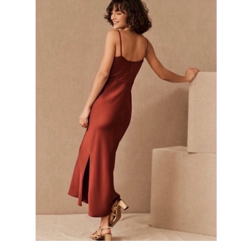 Elegant Rust Satin Slip Dress